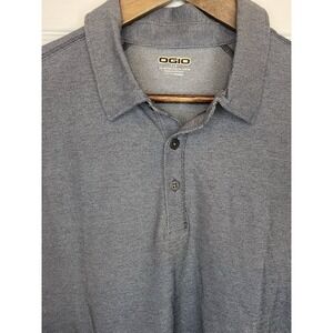 OGIO Shirt Men's Large Polo Golf Short‎ Sleeve Gray Lightweight Casual Work